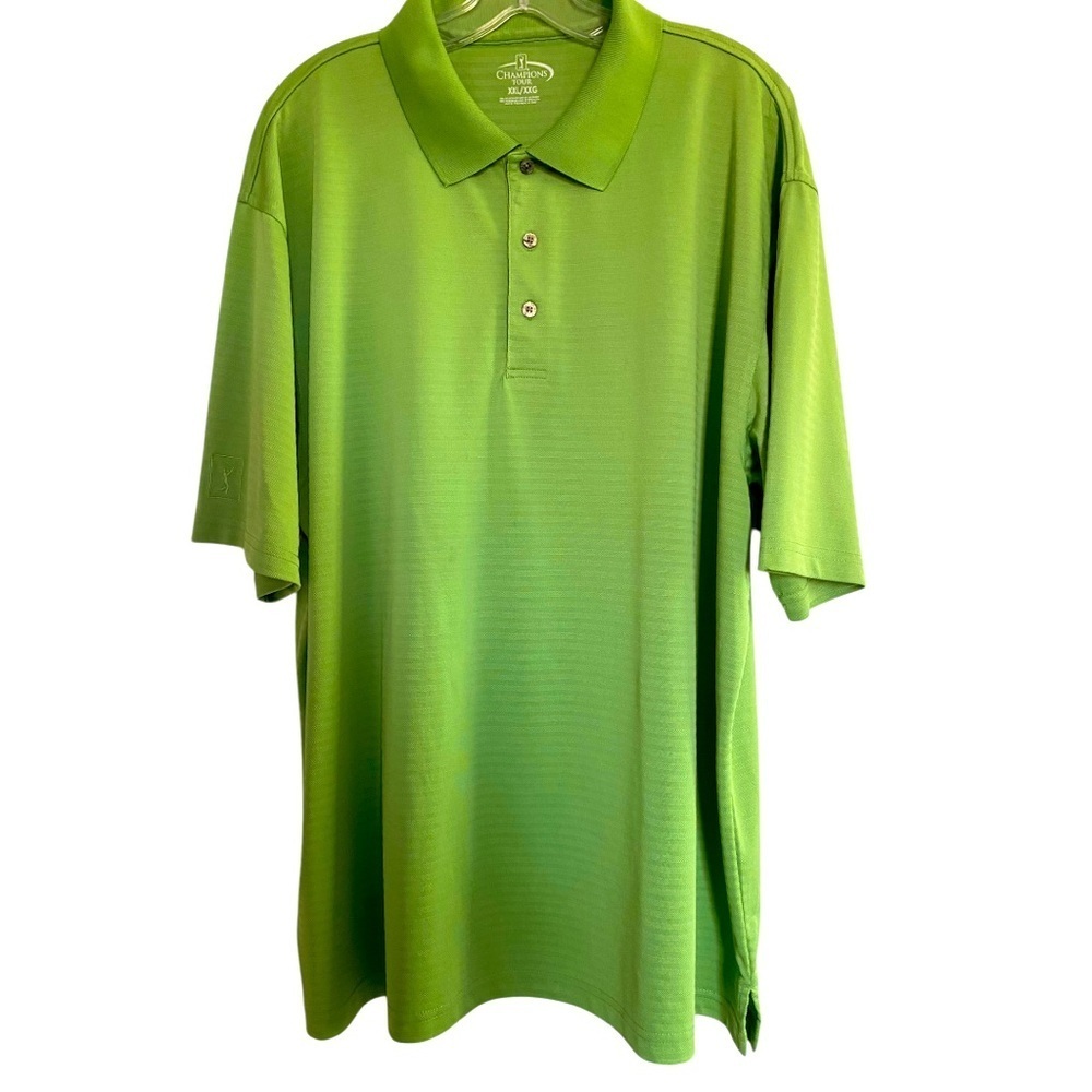 Men's Polo Shirt big man 3 button with collar textured striped lightweight XXL